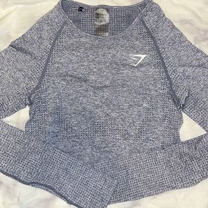 Gymshark Vital Seamless Long Sleeve Crop Top - Blue Steel